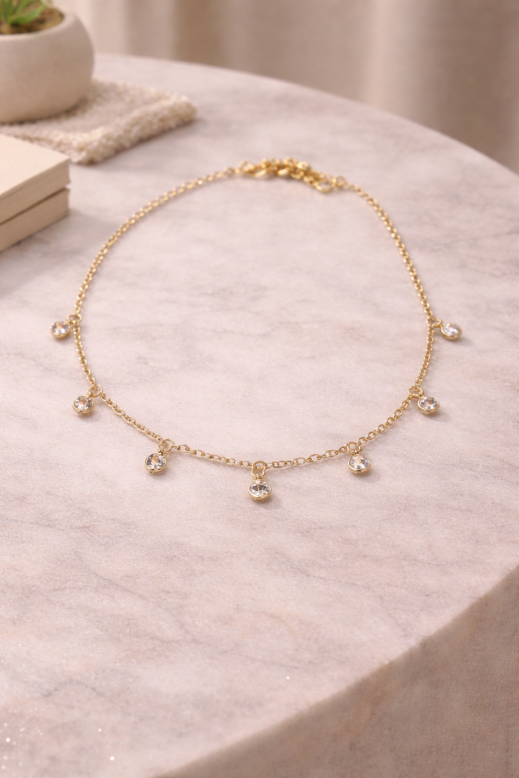 Choker Com Pingente Oval Cristal