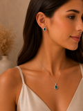 Conjunto Gota Zircônia Turmalina Cravejada