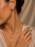 Conjunto Folhado Ouro Ponto de Luz Grande Oval Cravejado