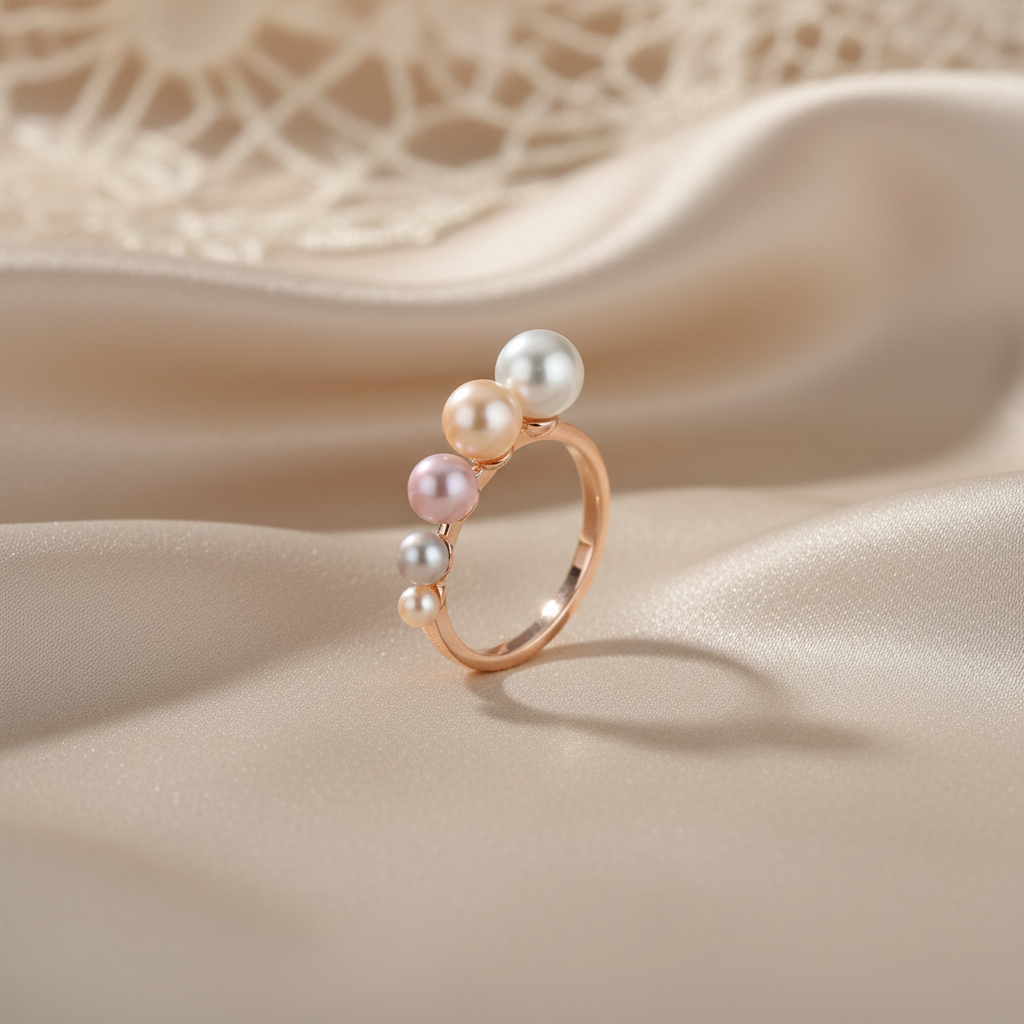 Anel Rosé com Pérolas